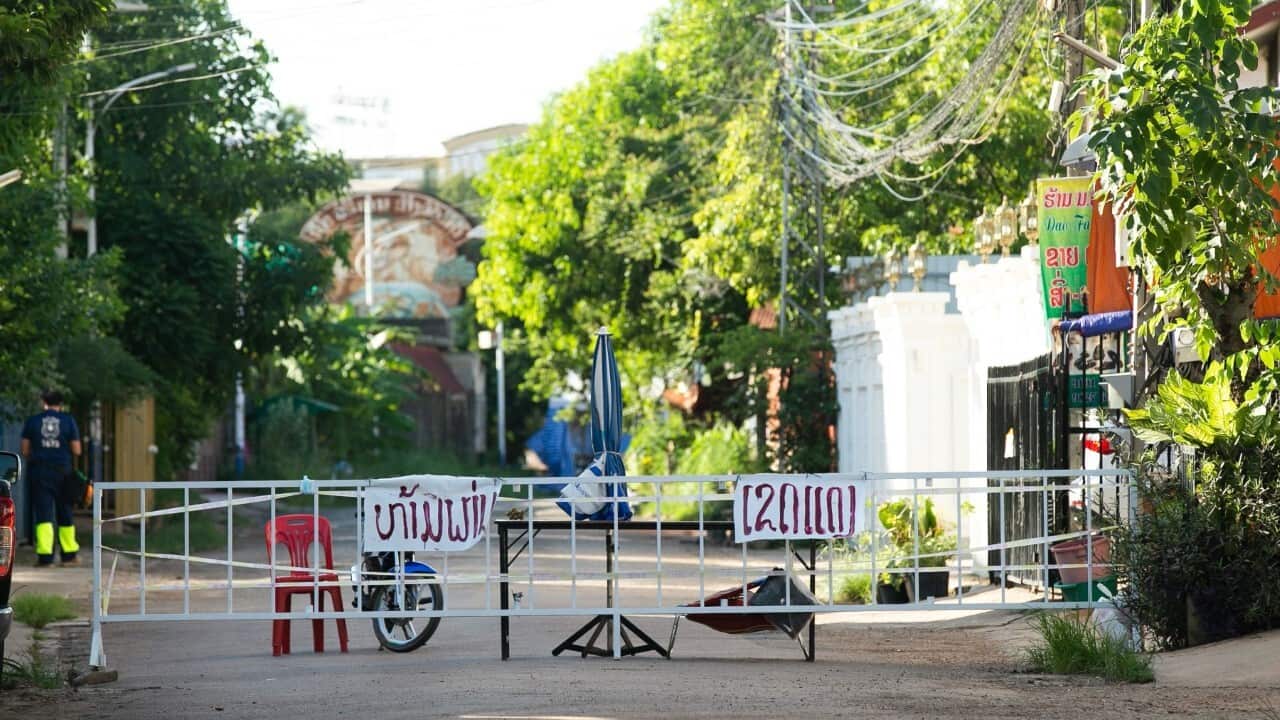 June 19, 2021 shows a blocked area with COVID-19 cases in Vientiane (Kaikeo Saiyasane - Xinhua via Getty Images).jpg