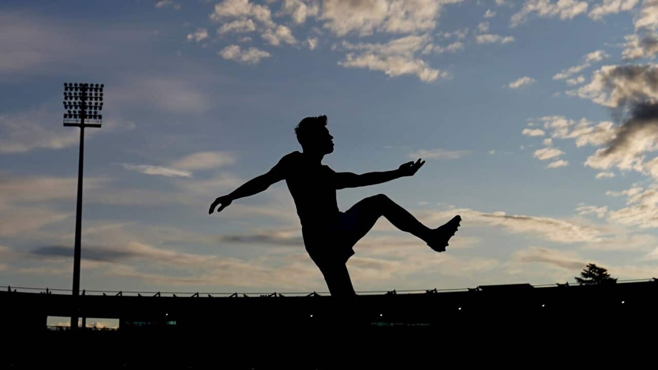 A Demons player at a community series pre-season match