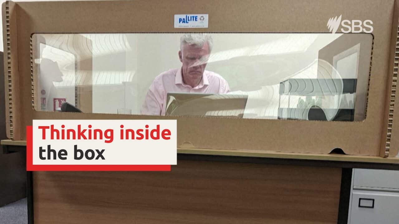 Think inside the cardboard box for your new socially distanced work station