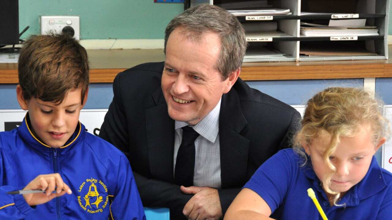 Opposition leader Bill Shorten at a primary school