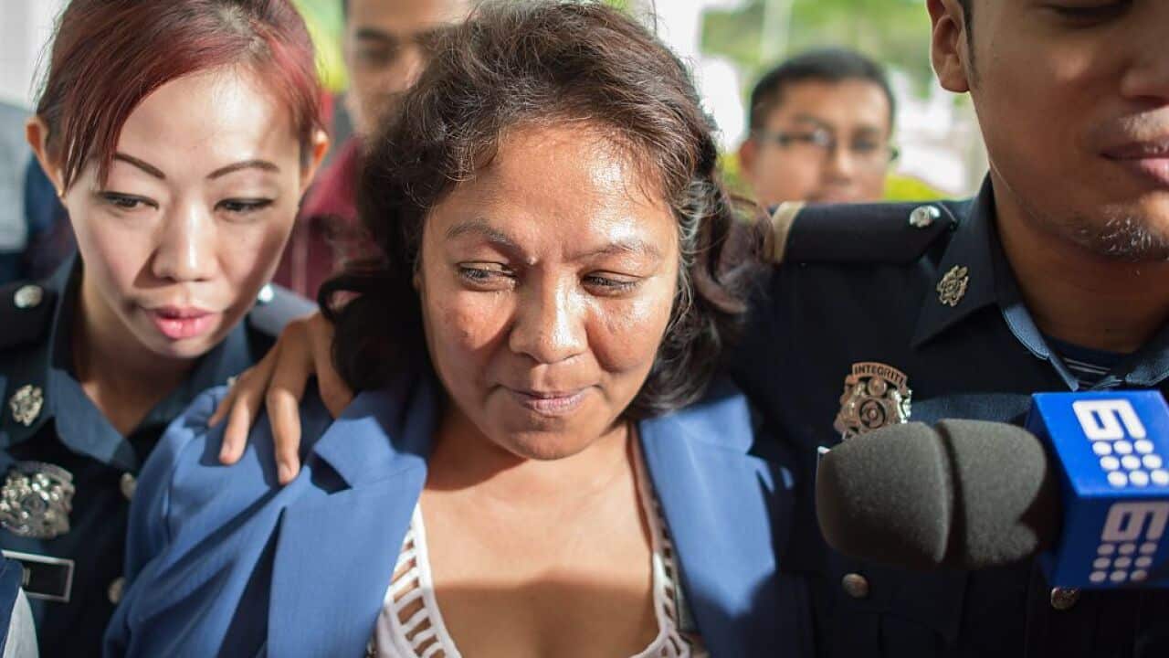 Maria Elvira Pinto Exposto, 51, after leaving her lawyer's room at the Magistrate's Court  in Sepang, outside Kuala Lumpur.