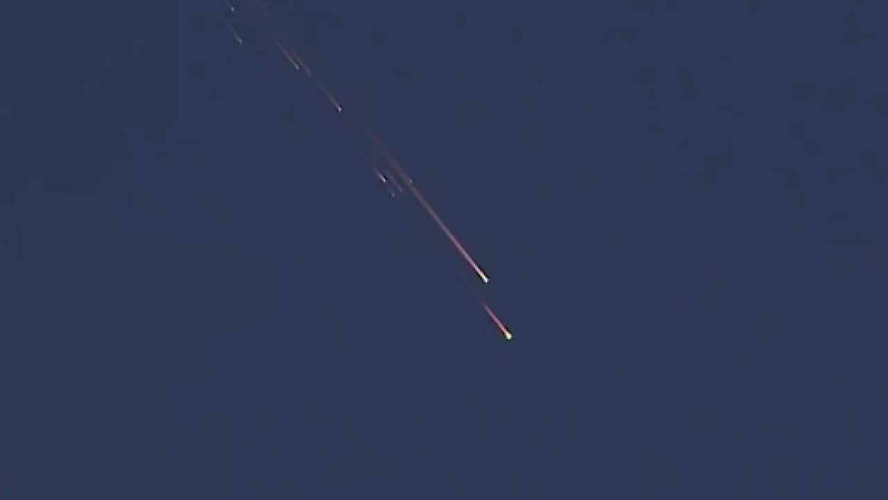 Fox News broadcast of the cricket game that also captured the bright light in the sky.