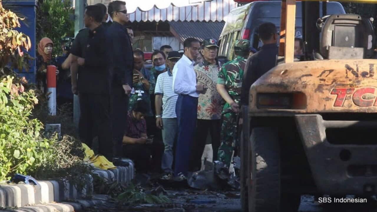 President Joko Widodo visits one of the sites of the church attacks in Surabaya, East Java – 13 May 2018.