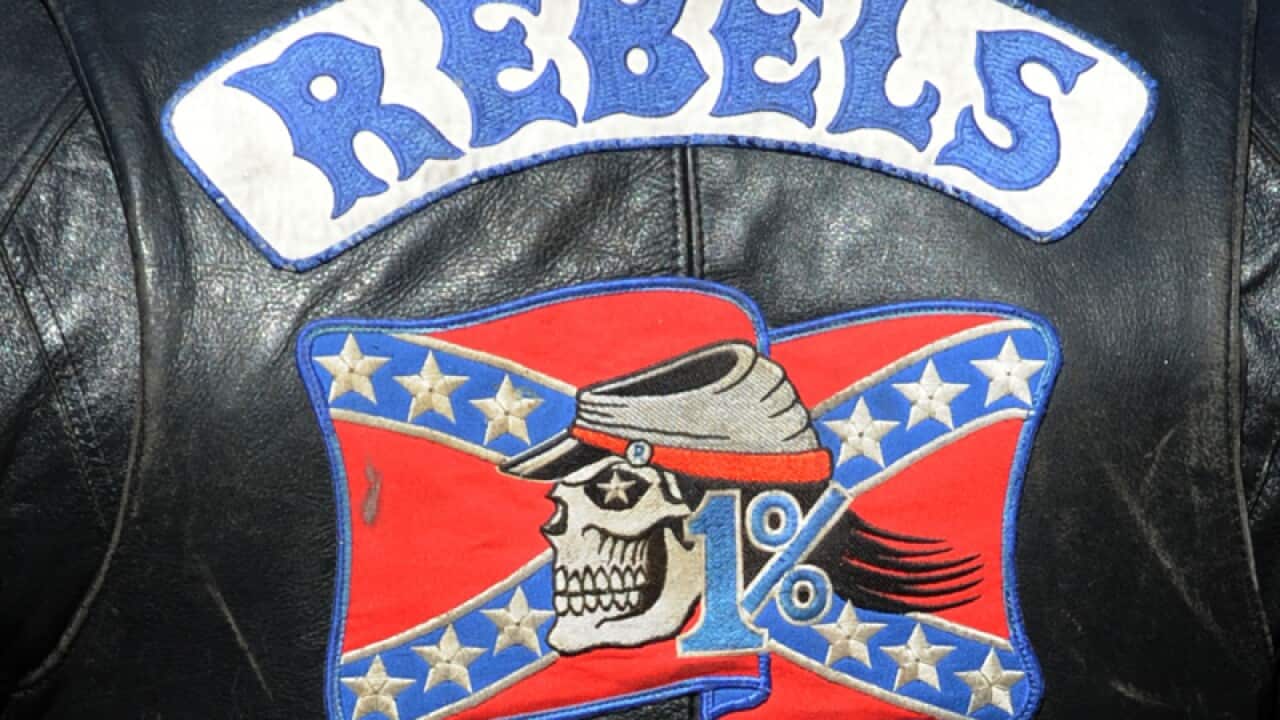 The Rebels logo on a motorcycle jacket