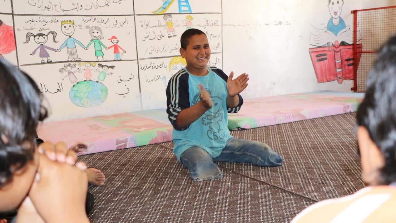 Mahmoud (not his real name) at a child-friendly space run by Save the Children in Al Hol