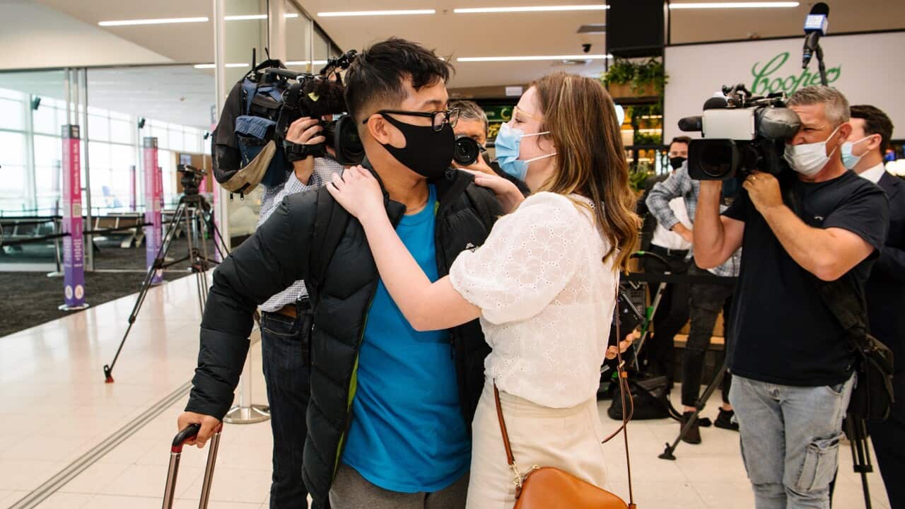 Happy reunion at Adelaide airport
