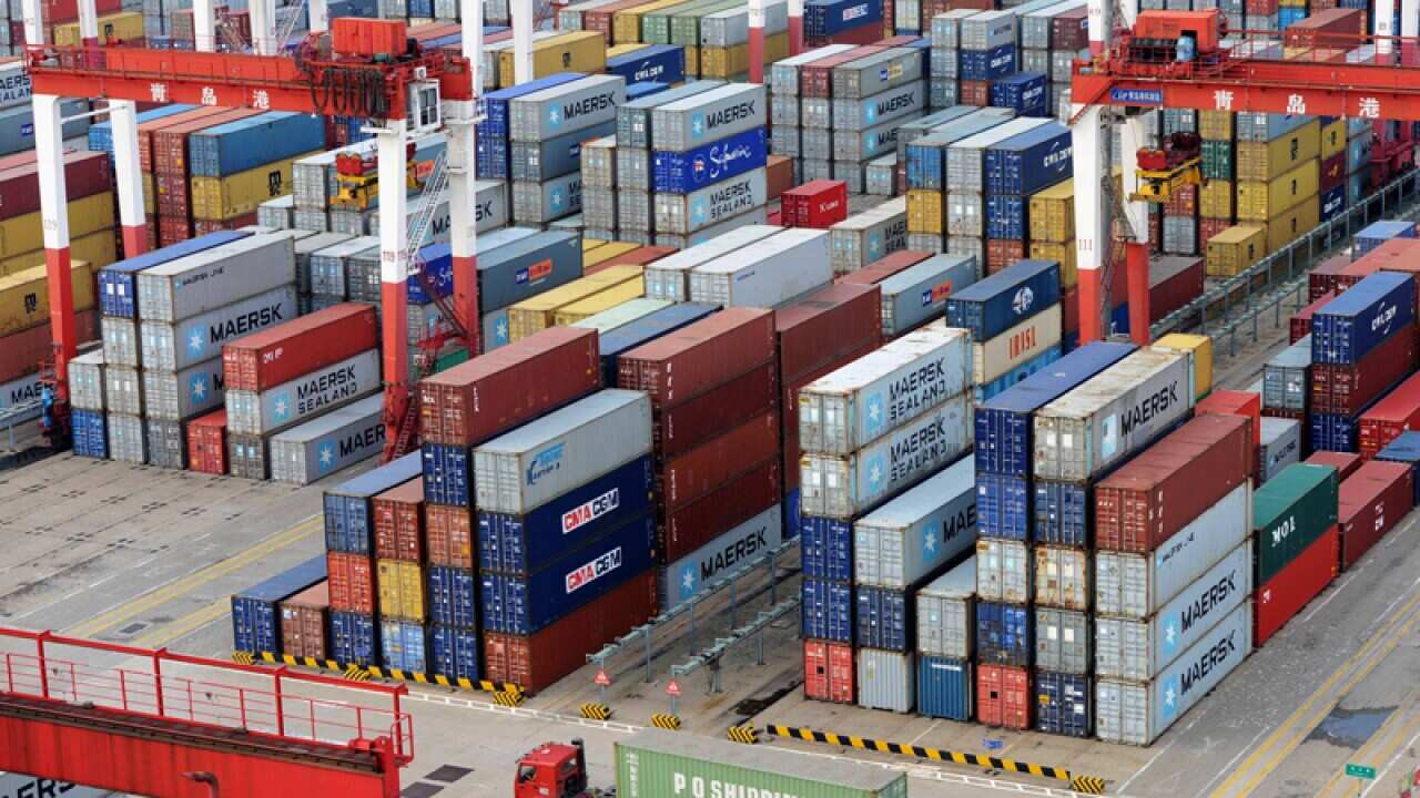 Trade containers to be shipped abroad