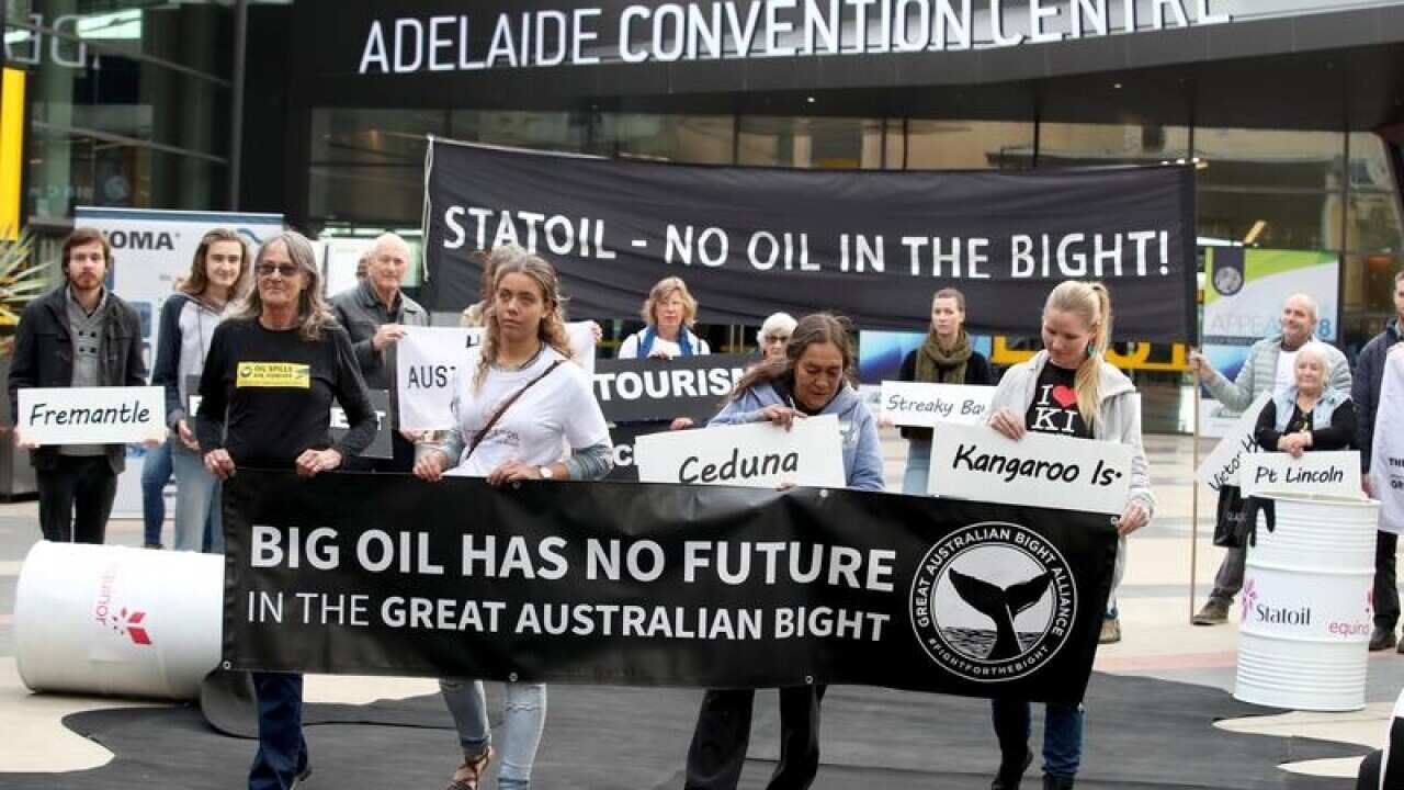 Protesters at Aust Petroleum Production & Exploration Assn conference