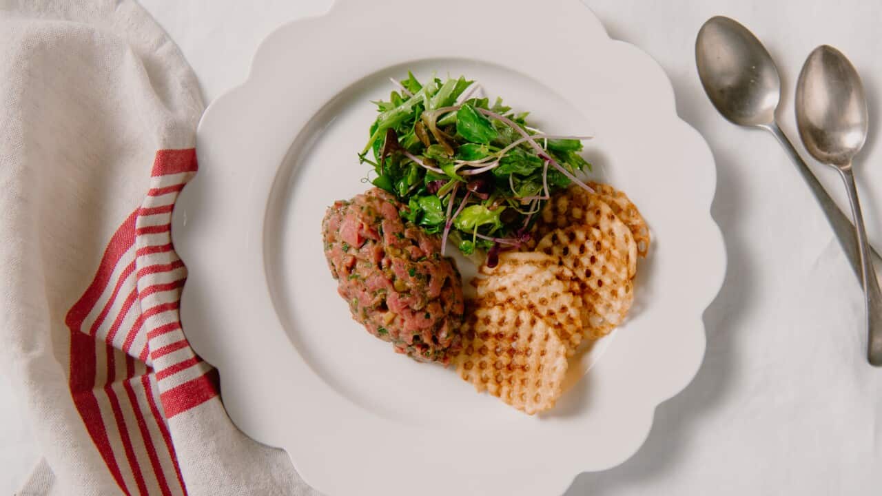 Steak tartare with pomme gaufrettes