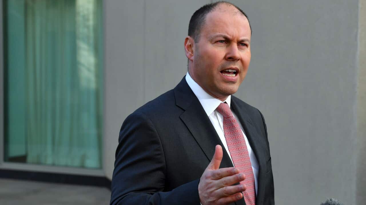Treasurer Josh Frydenberg at a press conference at Parliament House in Canberra, Monday, July 6, 2020. (AAP Image/Mick Tsikas) NO ARCHIVING