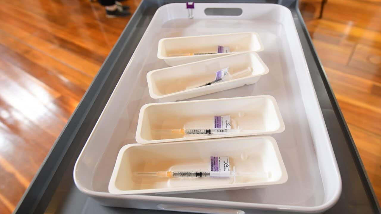 AstraZeneca COVID-19 vaccinations inside of the Royal Exhibition Centre in Melbourne