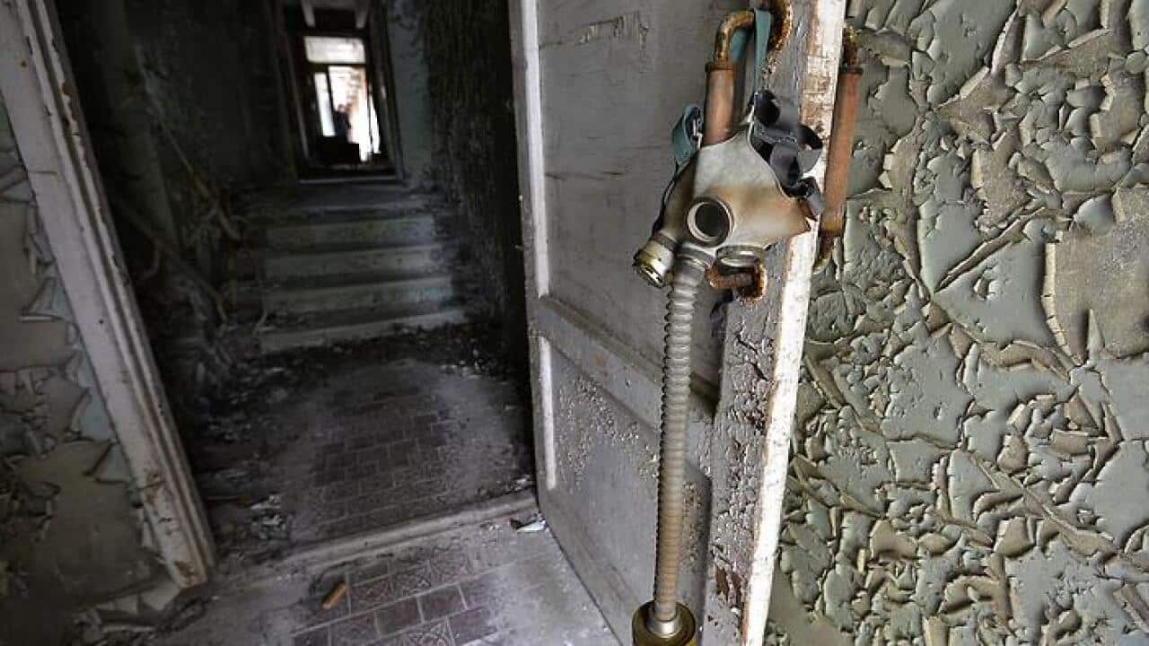 A gas mask in an abandoned building in the 'ghost town' of Pripyat near the Chernobyl Nuclear Power Plant. (Getty images) 