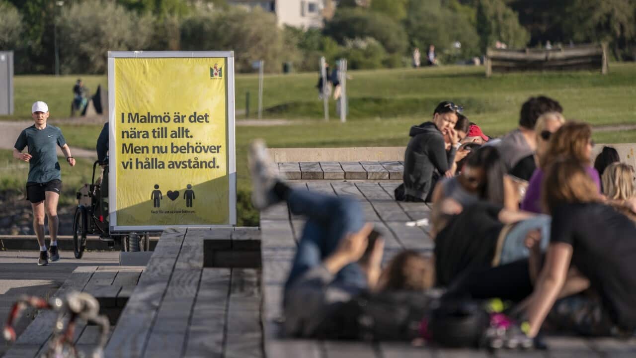 A warning sign in a Malmo park in Sweden