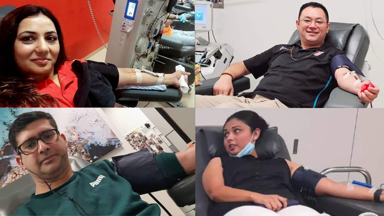 Members from Melbourne's Nepali community during various blood donation drives.