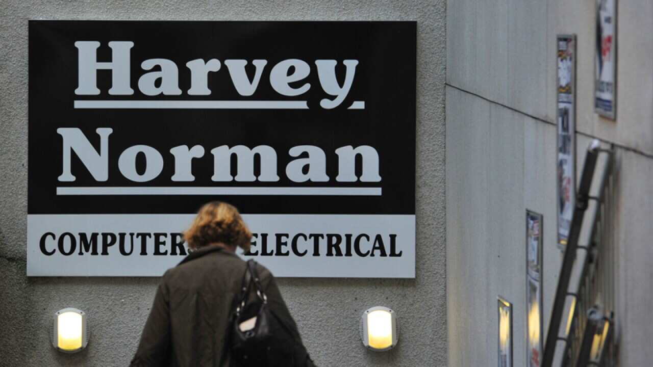 Signage outside a Harvey Norman retail store