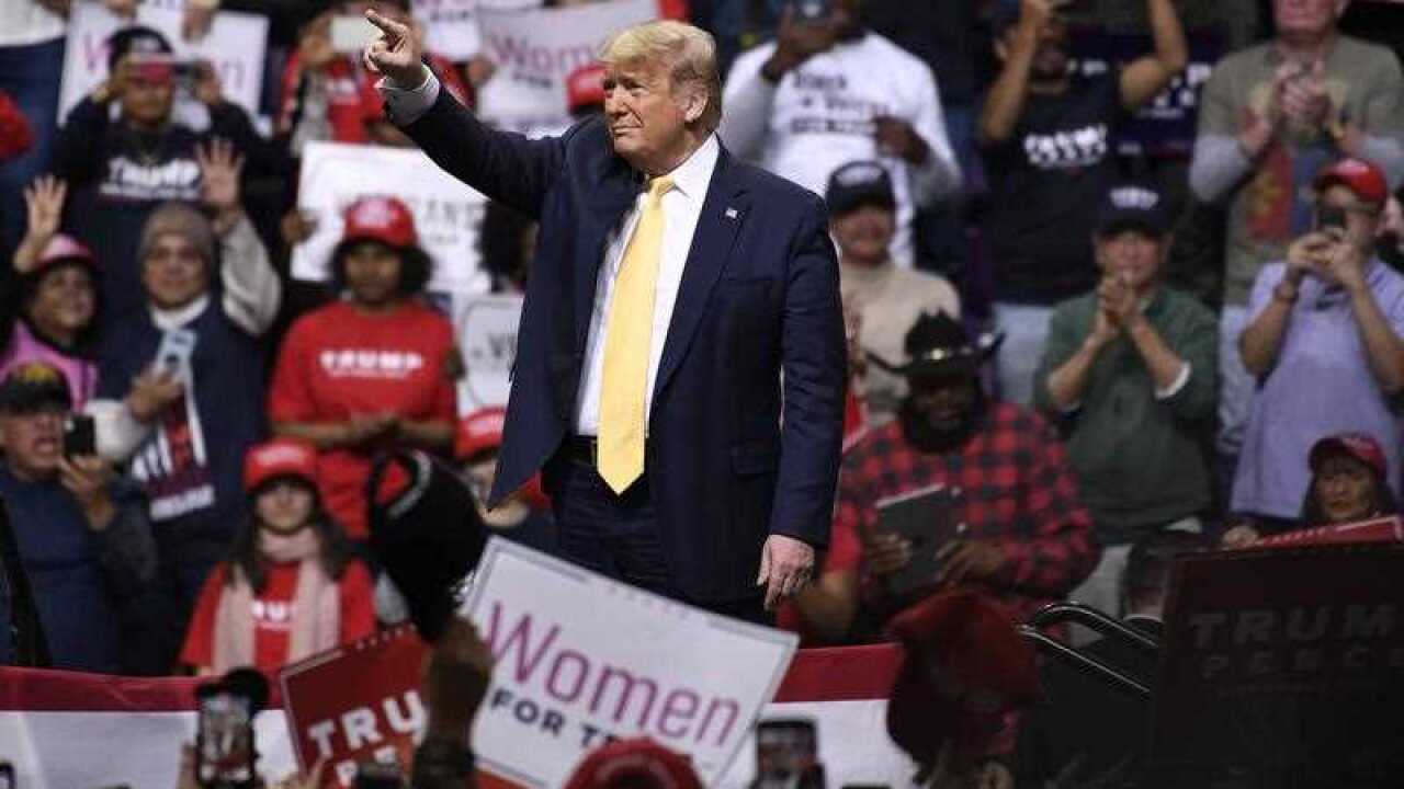 US President Donald Trump speaks at a rally in Colorado Springs