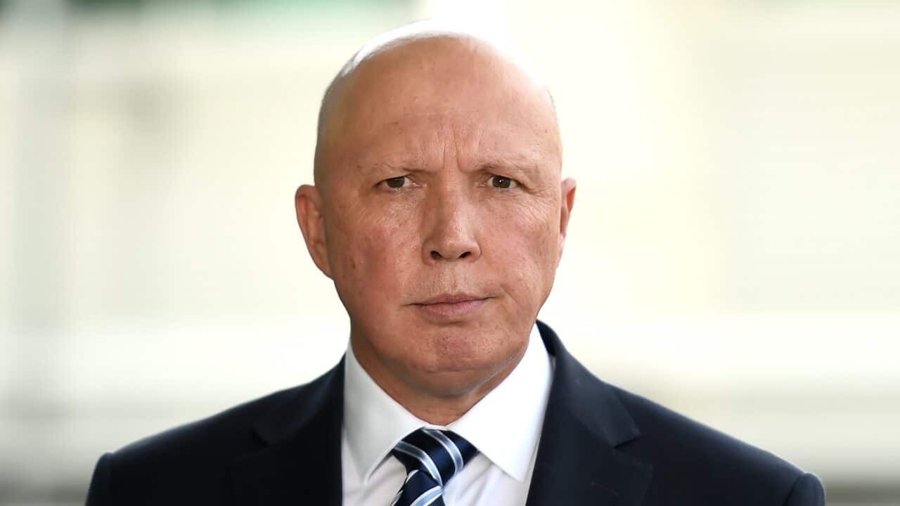 Defence Minister Peter Dutton speaks to the media in Brisbane on Wednesday, 14 July, 2021.