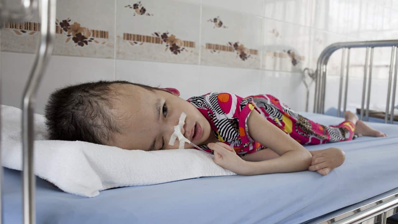 20 year old girl Phuong Khanh at Peace Village in Tu Du hospital, Ho Chi Minh City.