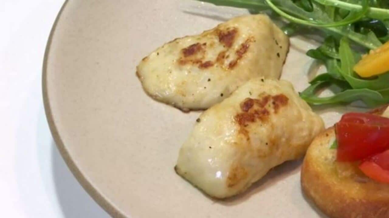 Cooked cultured chicken, grown in a laboratory