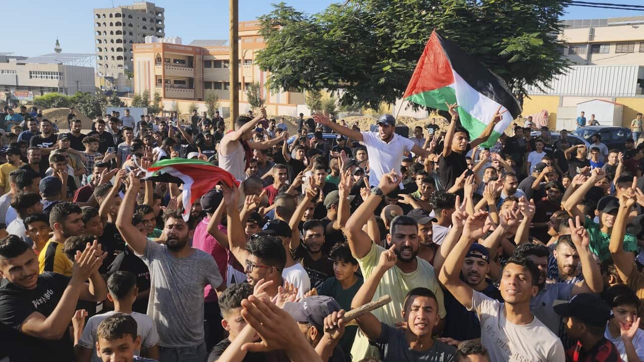 Palestinian demonstrators in Gaza
