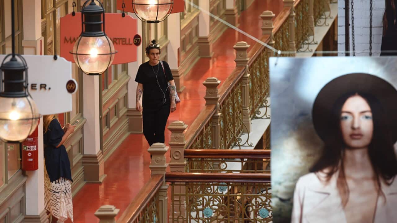 A shopper is seen inside an arcade store in Sydney