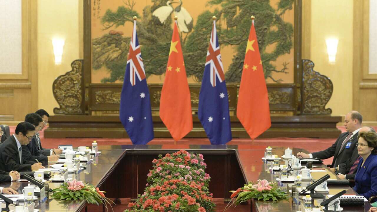 A meeting between Chinese and Australian diplomats in Beijing