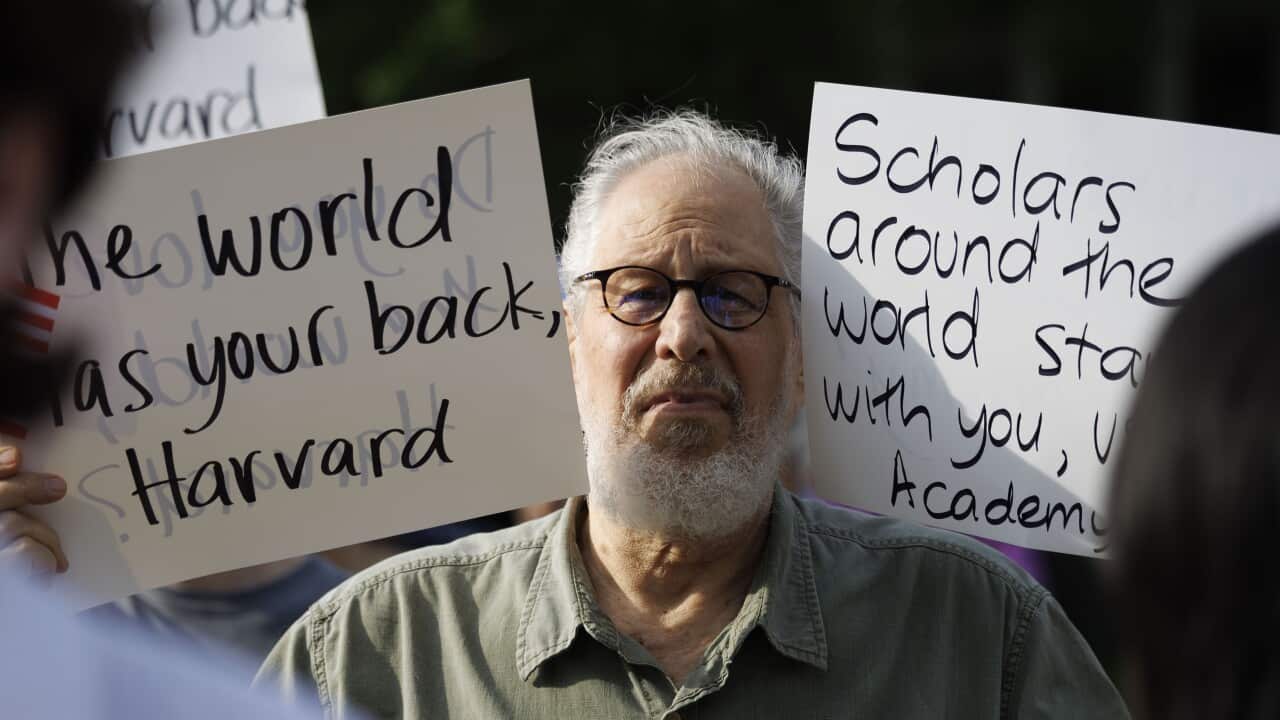 Rally in support of international students at Harvard University