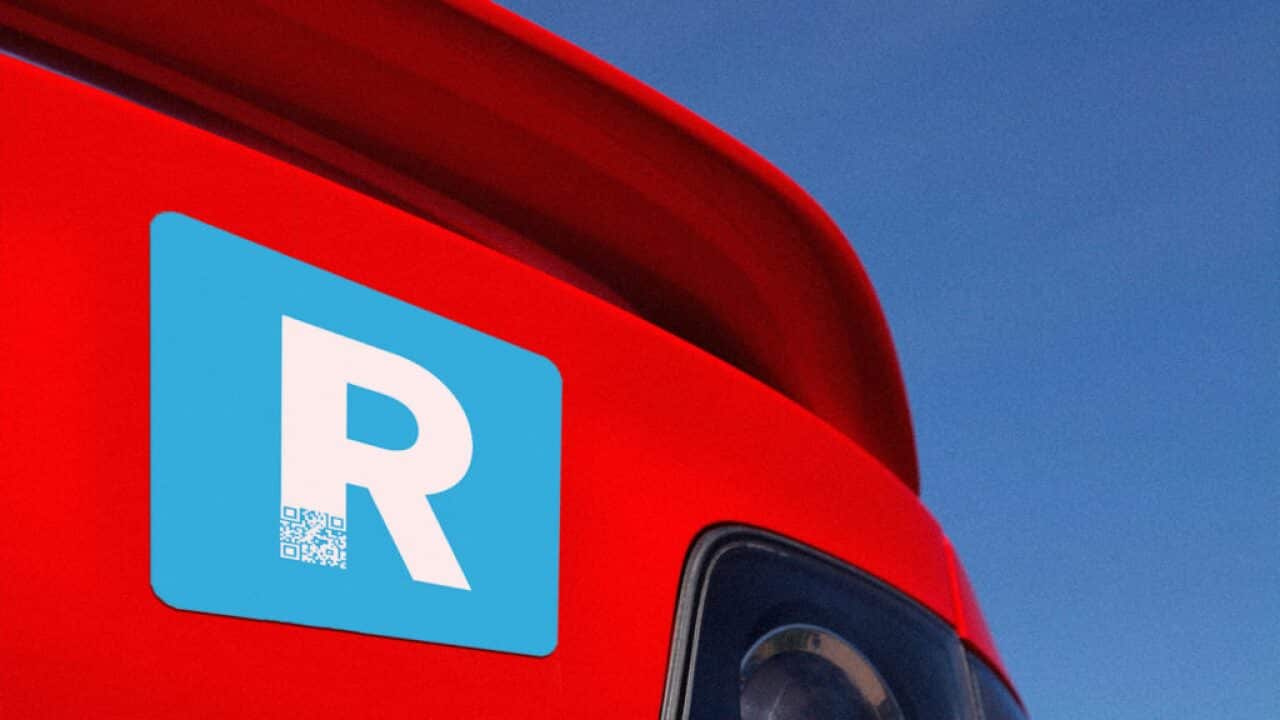 Return plate on display on the back of a car