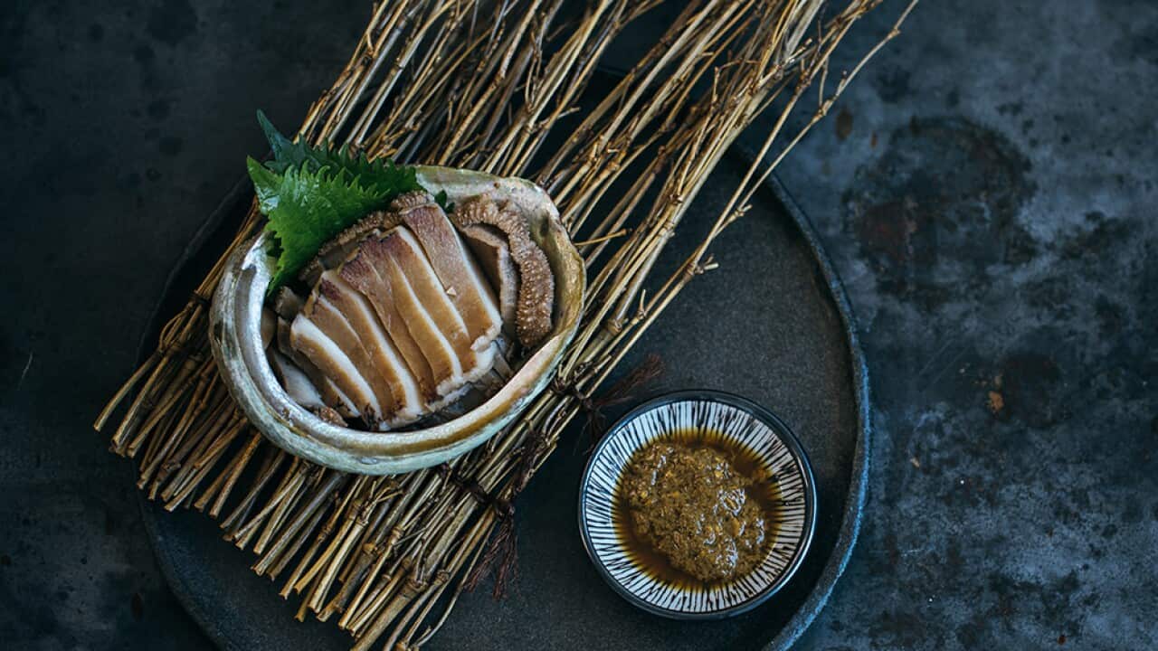 Sakesteamed abalone with liver sauce SBS Food