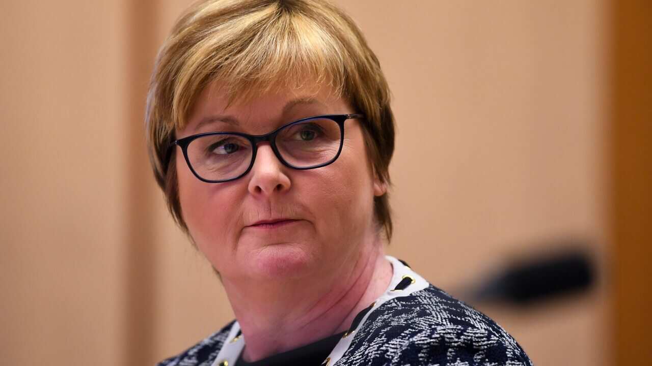 NDIS Minister Linda Reynolds speaks during a Senate inquiry at Parliament House in Canberra on Monday on 3 May, 2021.