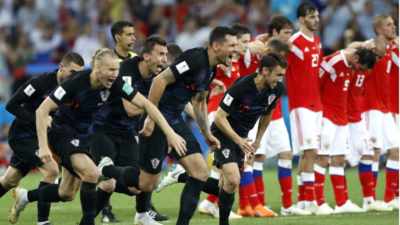 Croatia celebrates the win against Russia