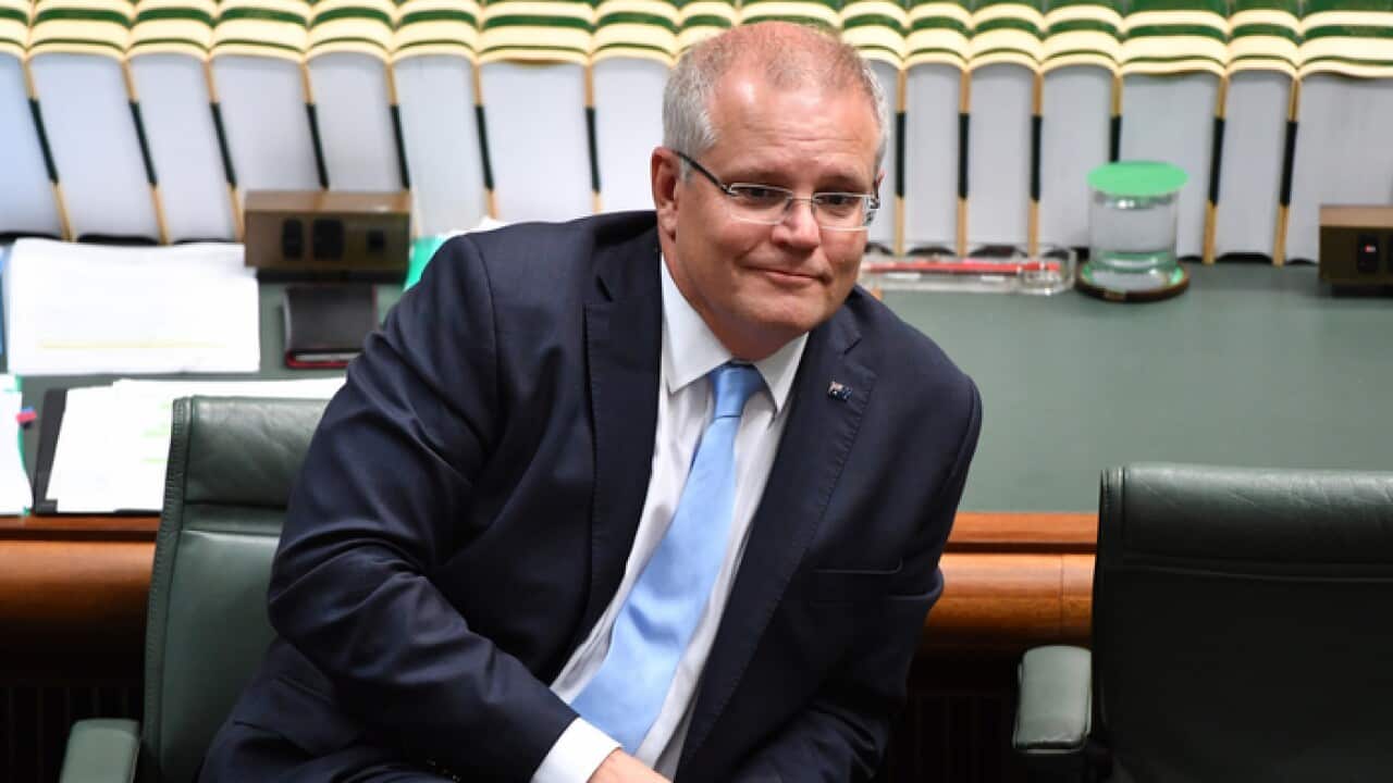 An under-pressure Prime Minister Scott Morrison during Question Time