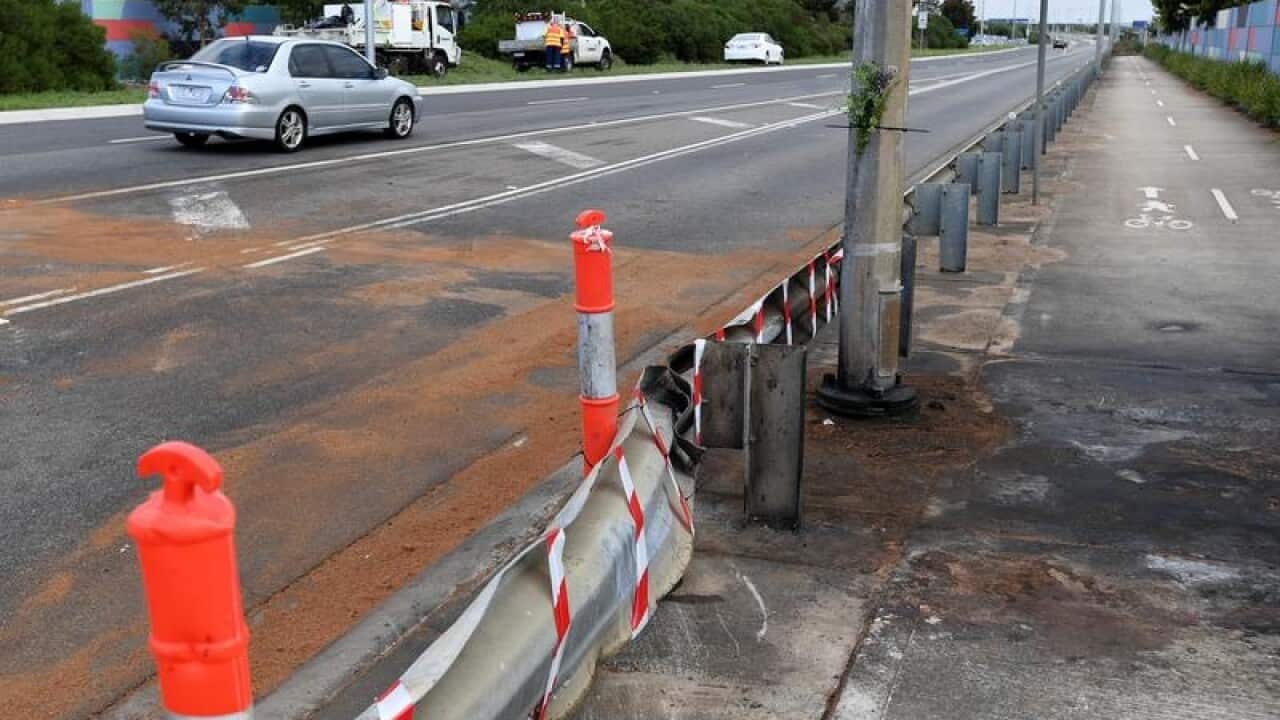 The scene where two cars collided on Christmas Eve.