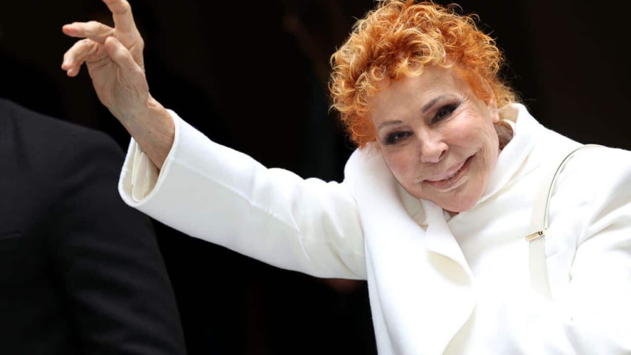 Ornella Vanoni is seen on the front row of the Giorgio Armani fashion show during the Milan Fashion Week Womenswear Fall/Winter 2023/2024 on February 26, 2023 in Milan, Italy.
