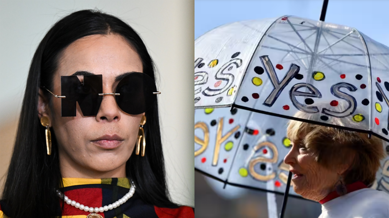 Wanaharakati wa kampeni za kura ya 'LA' na 'Ndio' katika kura ya maoni ya Voice.png