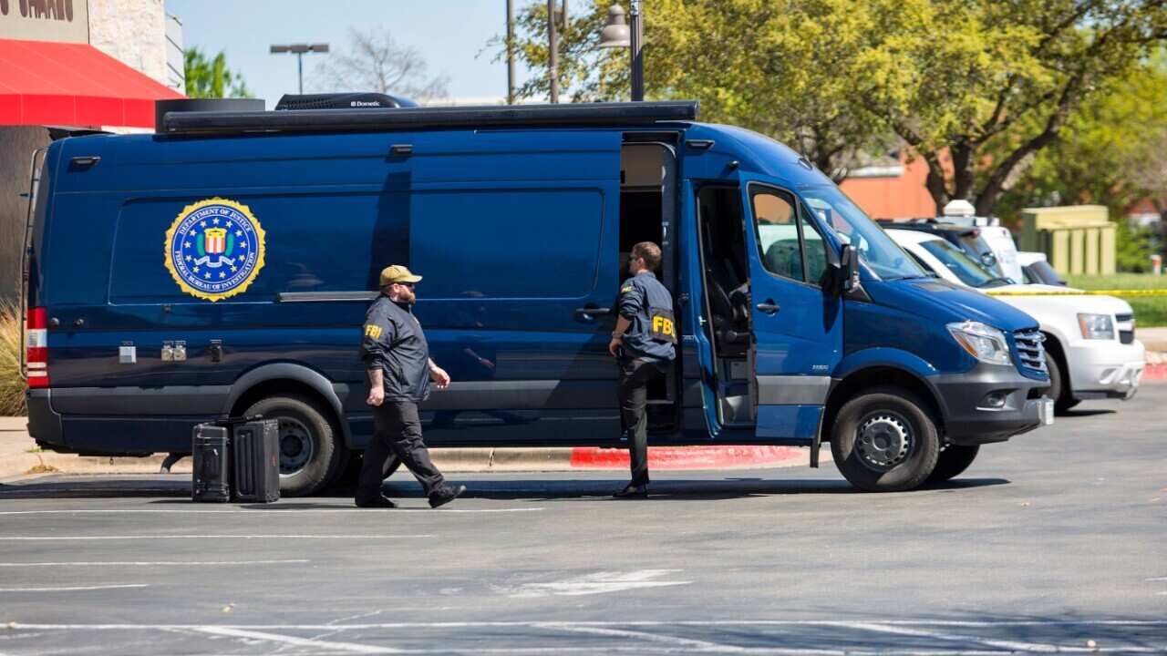 File image of an FBI van investigating one of the Texas blasts 