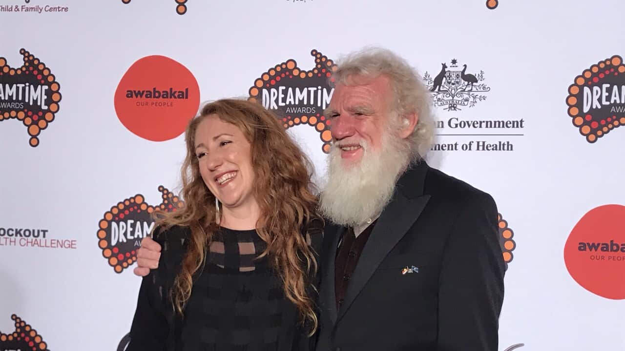 Bruce Pascoe and his daughter Marnie at the National Dreamtime Awards 2018