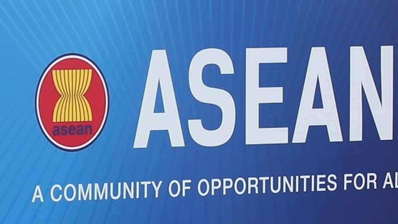 A sign of ASEAN Secretariat in Jakarta, Indonesia (AAP)