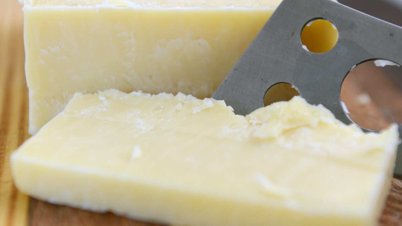 A block of cheddar is pictured in Brisbane