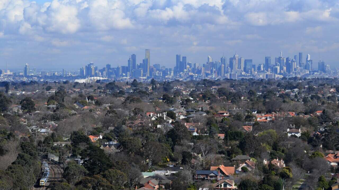 Melbourne's CBD seen from Box Hill (AAP)