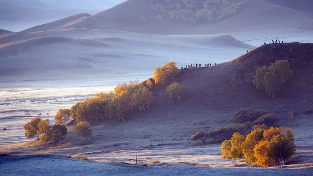 Tourists visit ulan Butong grassland in Chifeng City, Inner Mongolia, China