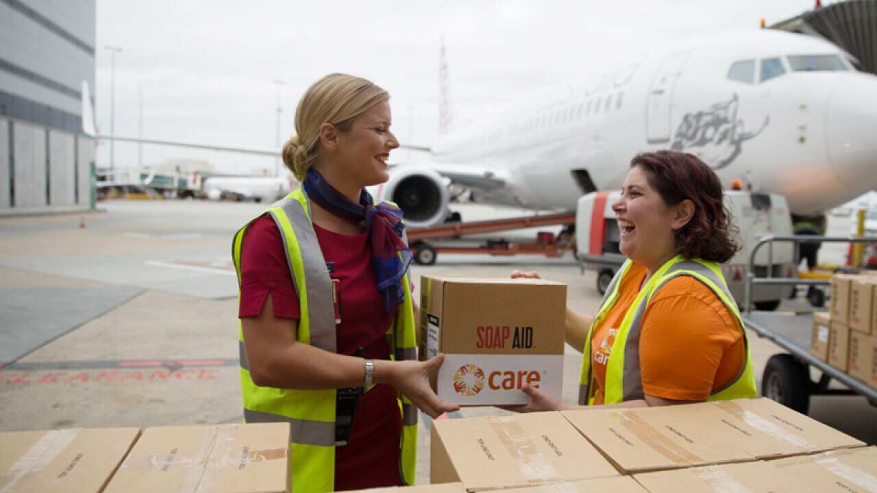 Three shipments from Soap Aid leaving Melbourne Airport
