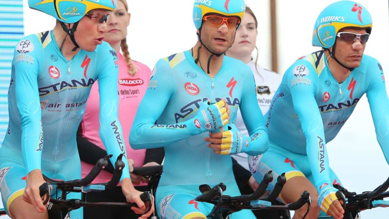 Cyclists from team Astana