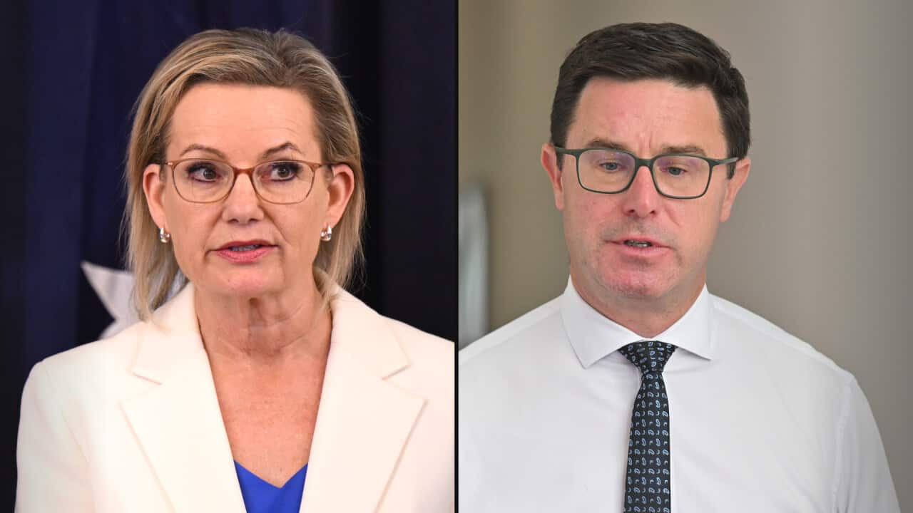 A split image of Opposition leader Sussan Ley and Nationals leader David Littleproud.