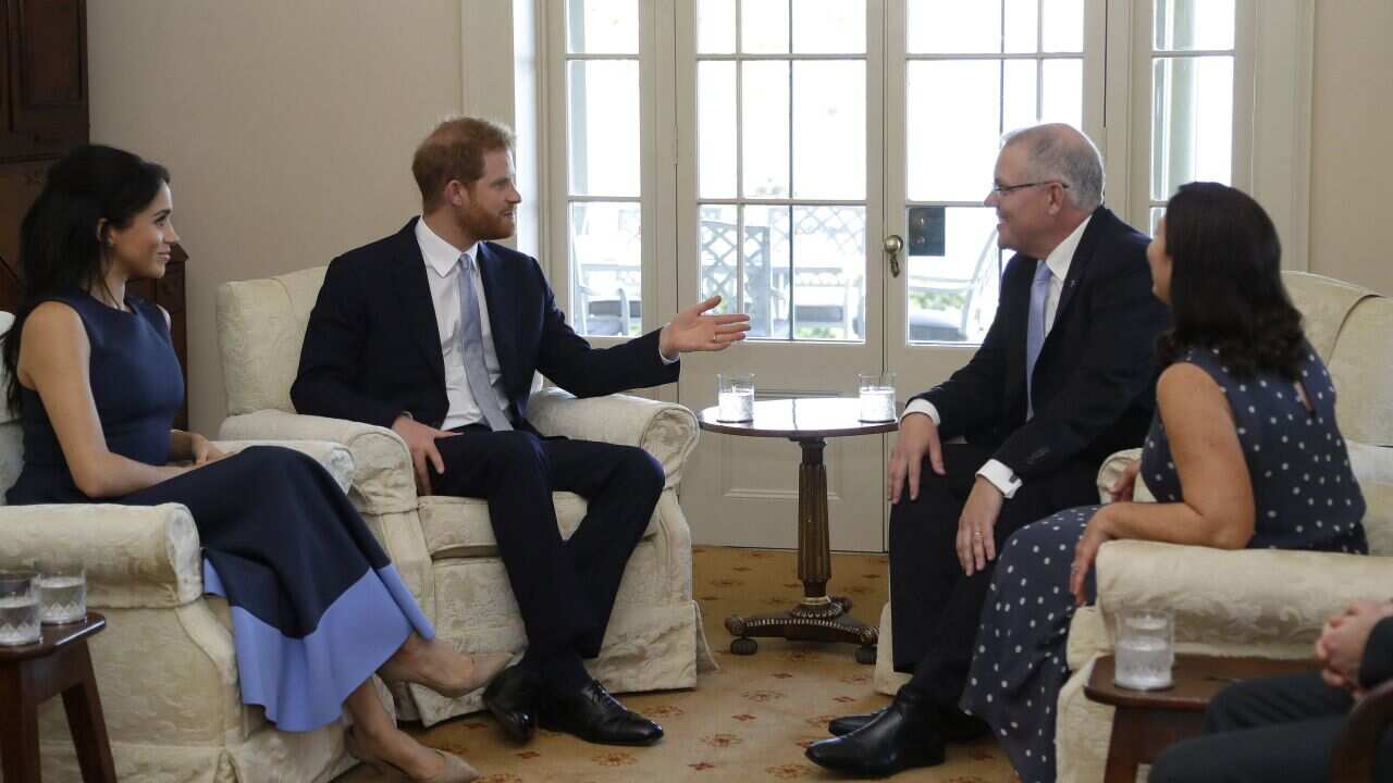 The Duke and Duchess of Sussex meet Prime Minister of Australia Scott Morrison and his wife Jenny Morrison at Kirribilli House in Sydney, Australia.