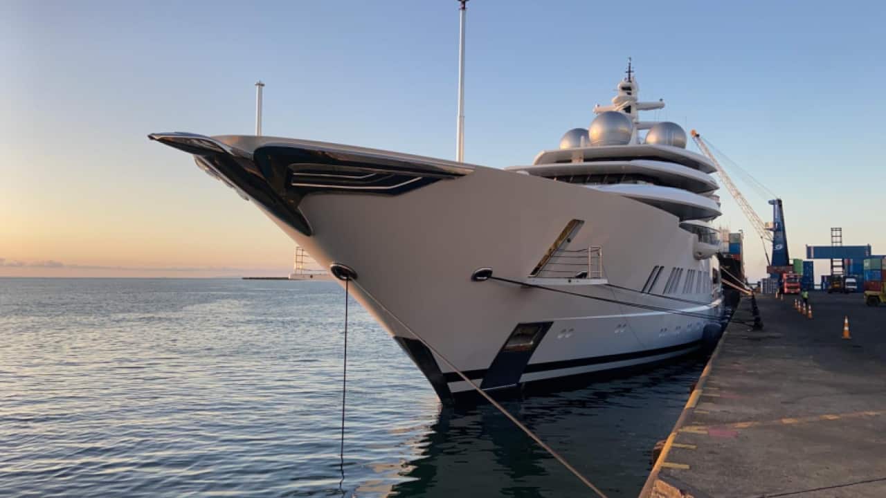 The Amadea superyacht docket in Fiji.
