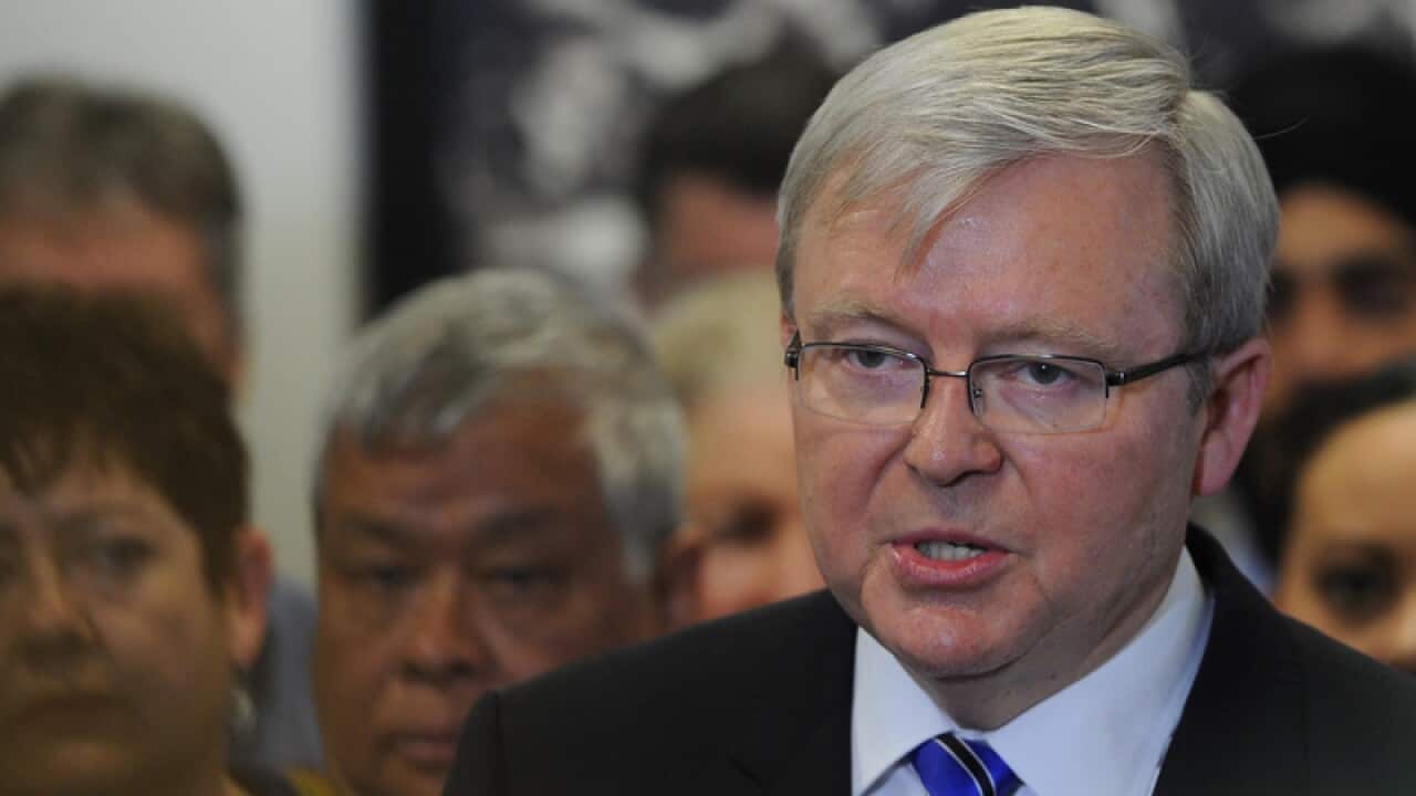 Prime Minister Kevin Rudd speaks to the media in Perth