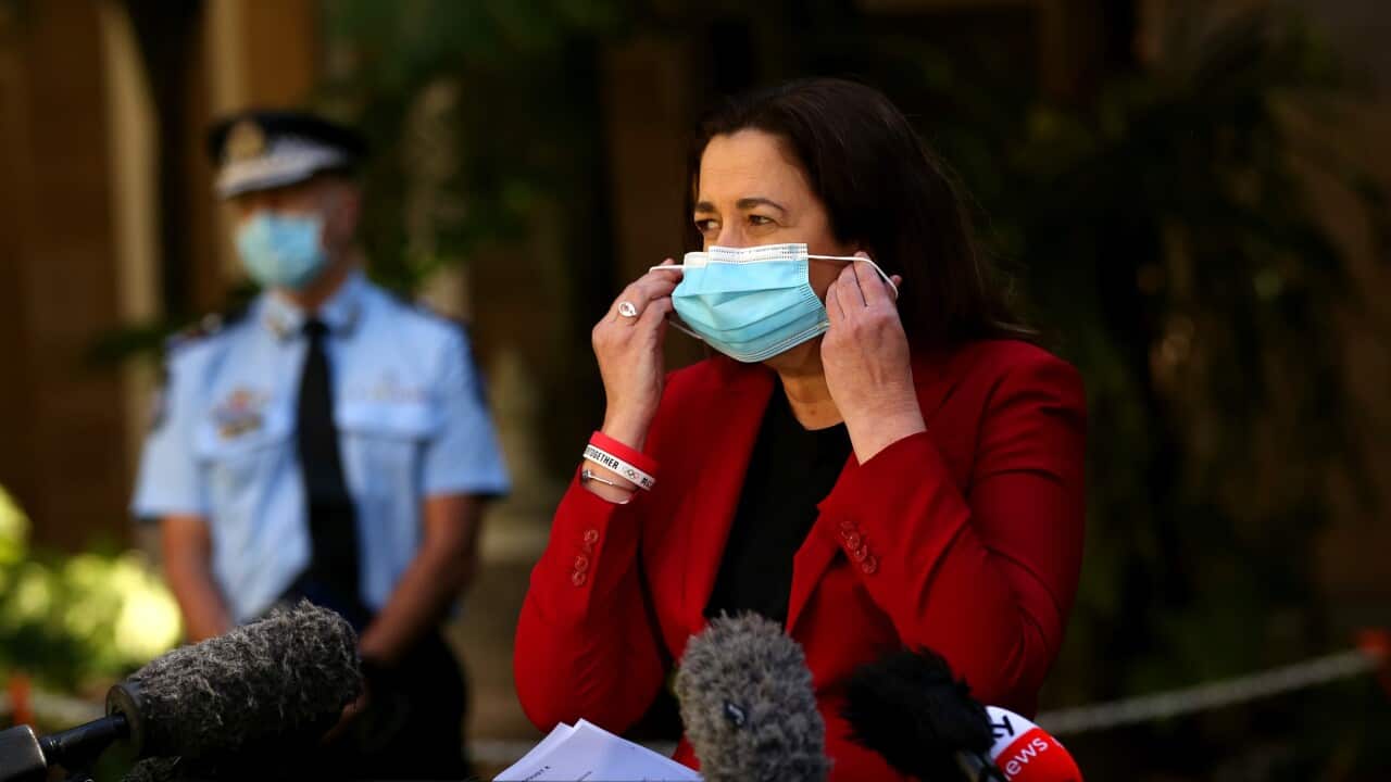 Queensland Premier Annastacia Palaszczuk provides a COVID-19 update in Brisbane, Sunday, August 8, 2021