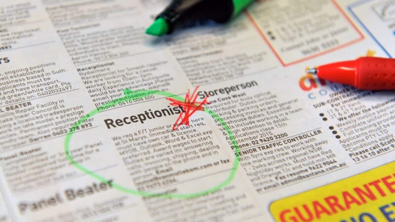 Employment ads in a newspaper