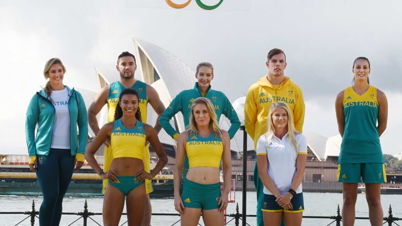 Australian Olympians during a uniform unveiling in Sydney